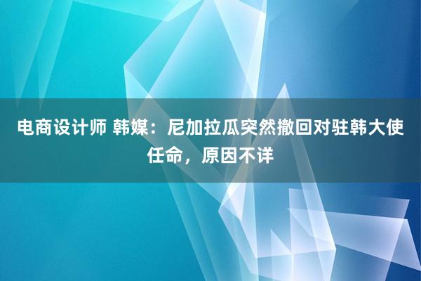 电商设计师 韩媒：尼加拉瓜突然撤回对驻韩大使任命，原因不详