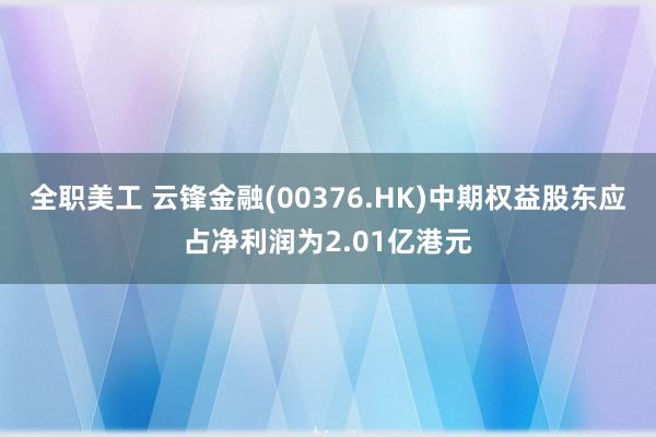 全职美工 云锋金融(00376.HK)中期权益股东应占净利润为2.01亿港元