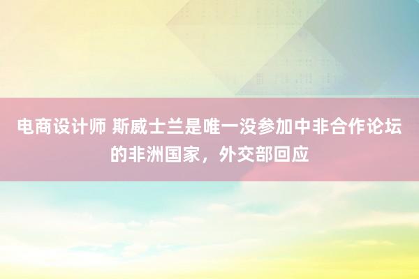 电商设计师 斯威士兰是唯一没参加中非合作论坛的非洲国家，外交部回应